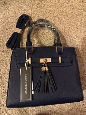 Navy Tassel Satchel Handbag